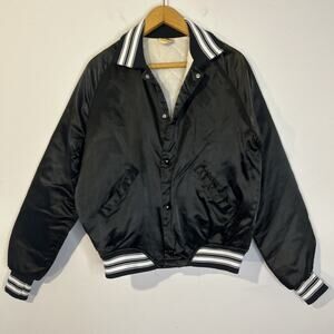 Vintage WRAL 101 FM Black Satin Bomber Jacket - Raleigh NC Radio Station Size M